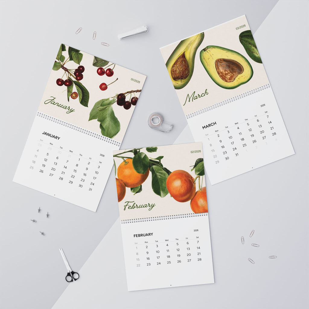 Botanical Fruit Wall Calendar 2026